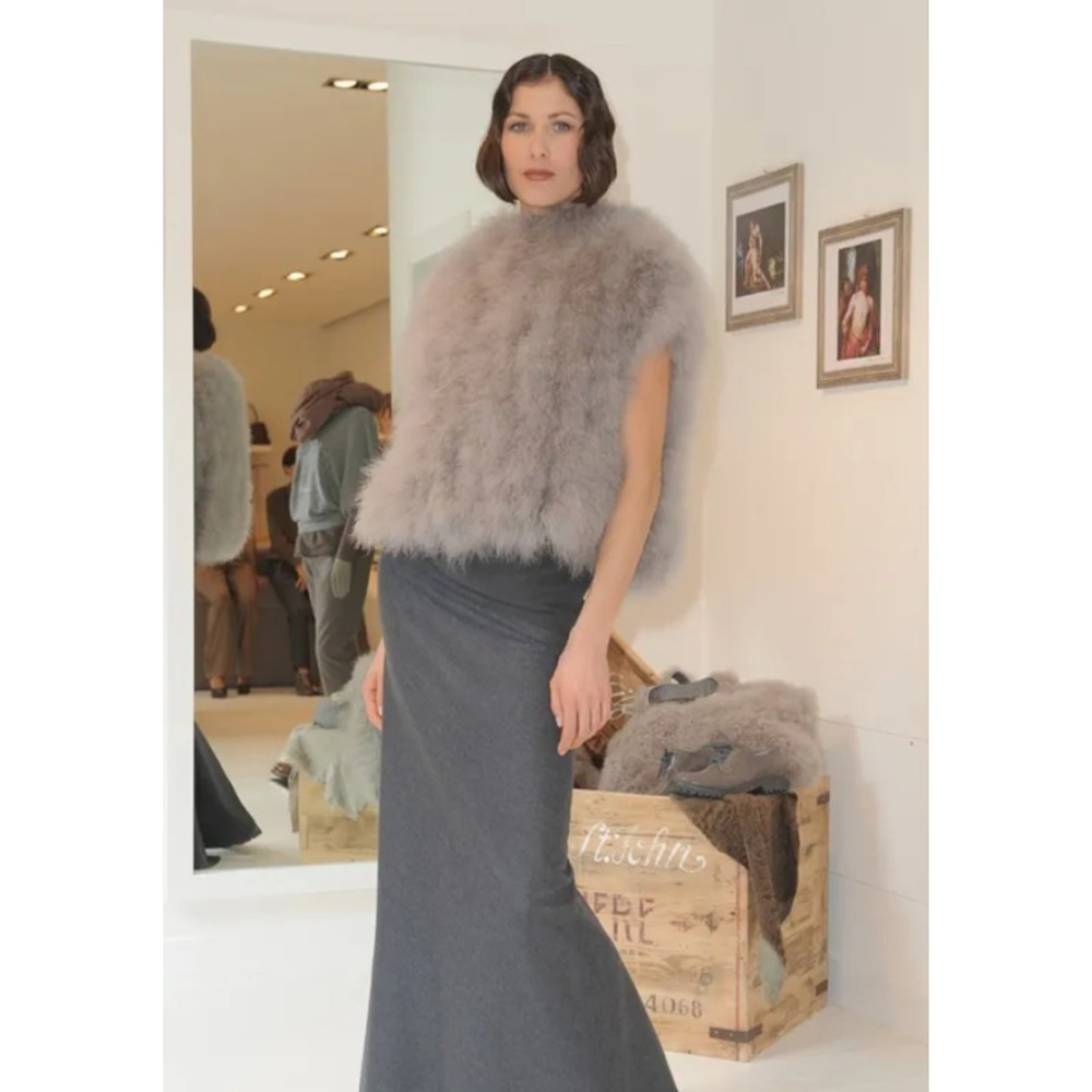 BRUNELLO CUCINELLI stunning! 100% cashmere & ostrich knit vest top $7,800 s/m - Picture 16 of 16